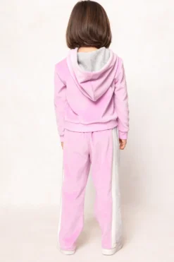 Mini Kailey Velour Track Pants in Pink
