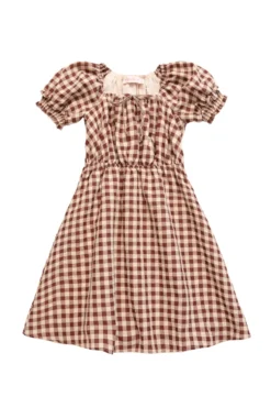 Mini Kaitlyn Dress in Chocolate Gingham