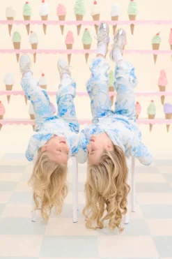 Mini Kian Jogger Sweatpants in Blue Aquarelle Fleur