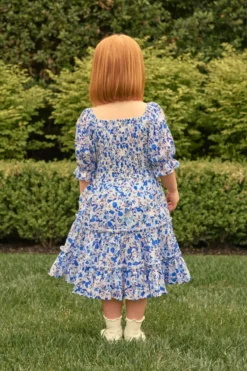 Mini Madeline Dress in Ditsy Cobalt Floral