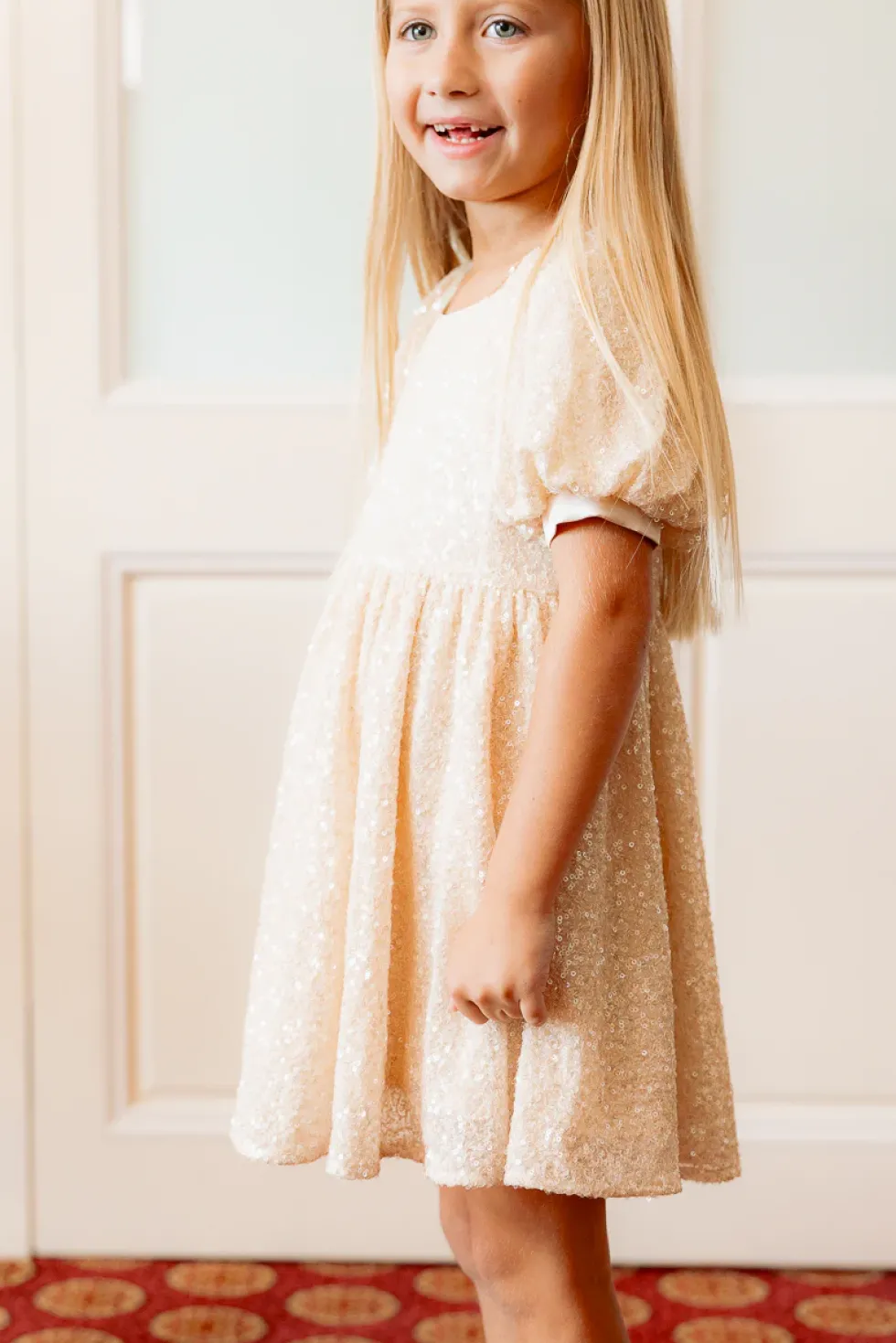 Mini Marisol Dress in Cream Sequin