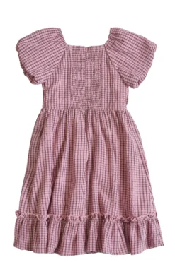 Mini Monica Dress in Pink & Brown Gingham