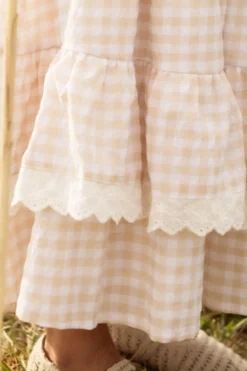 Mini Presley Sleeveless Dress in Cream Gingham