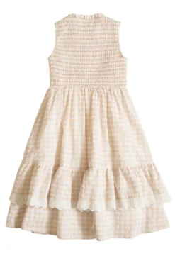 Mini Presley Sleeveless Dress in Cream Gingham