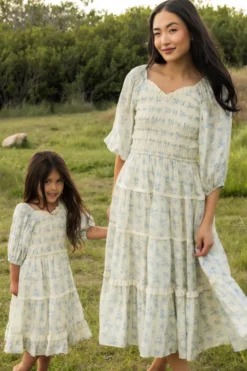 Mini Roselyn Dress in Ivory Porcelain Fleur