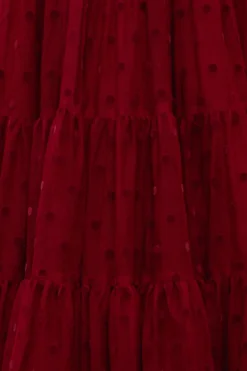 Mini Solange Dress in Burgundy Tulle