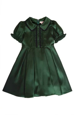 Mini Sophia Dress in Green Satin