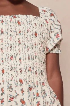 Mini Sunday Best Dress in Linear Poppy Woodblock