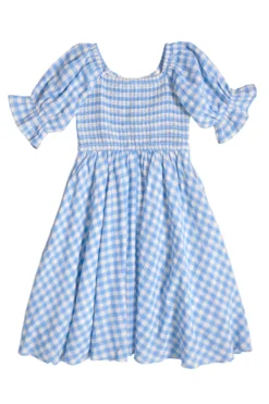 Mini Teagan Dress in Blue Gingham