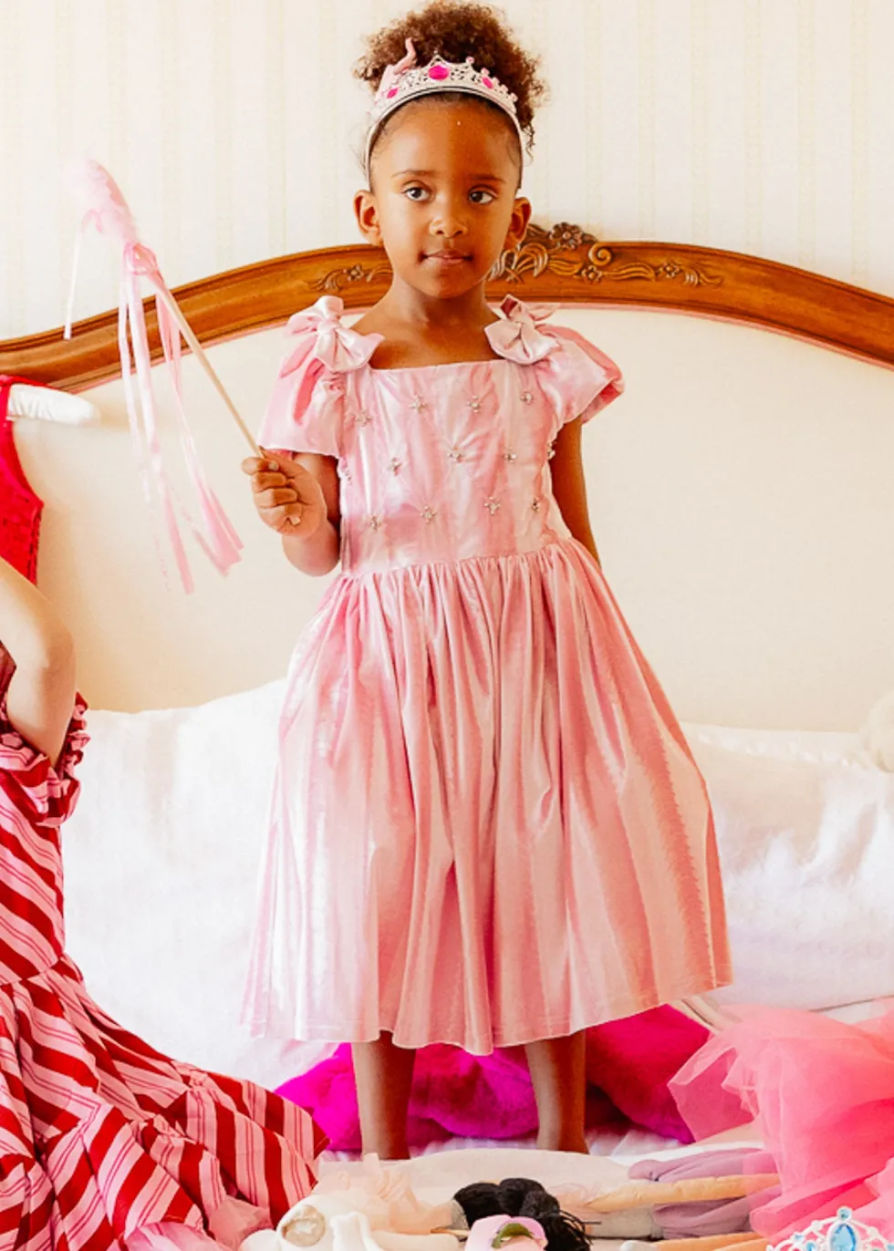 Mini Tiara Dress in Pink Velvet