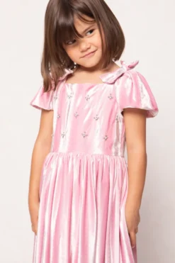 Mini Tiara Dress in Pink Velvet