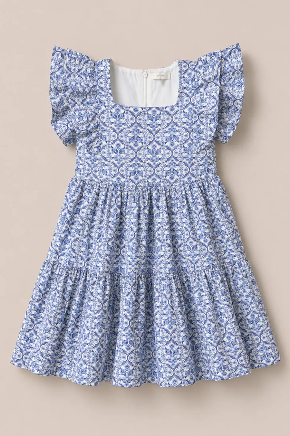 Mini Trixie Dress in Blue Moroccan Tile