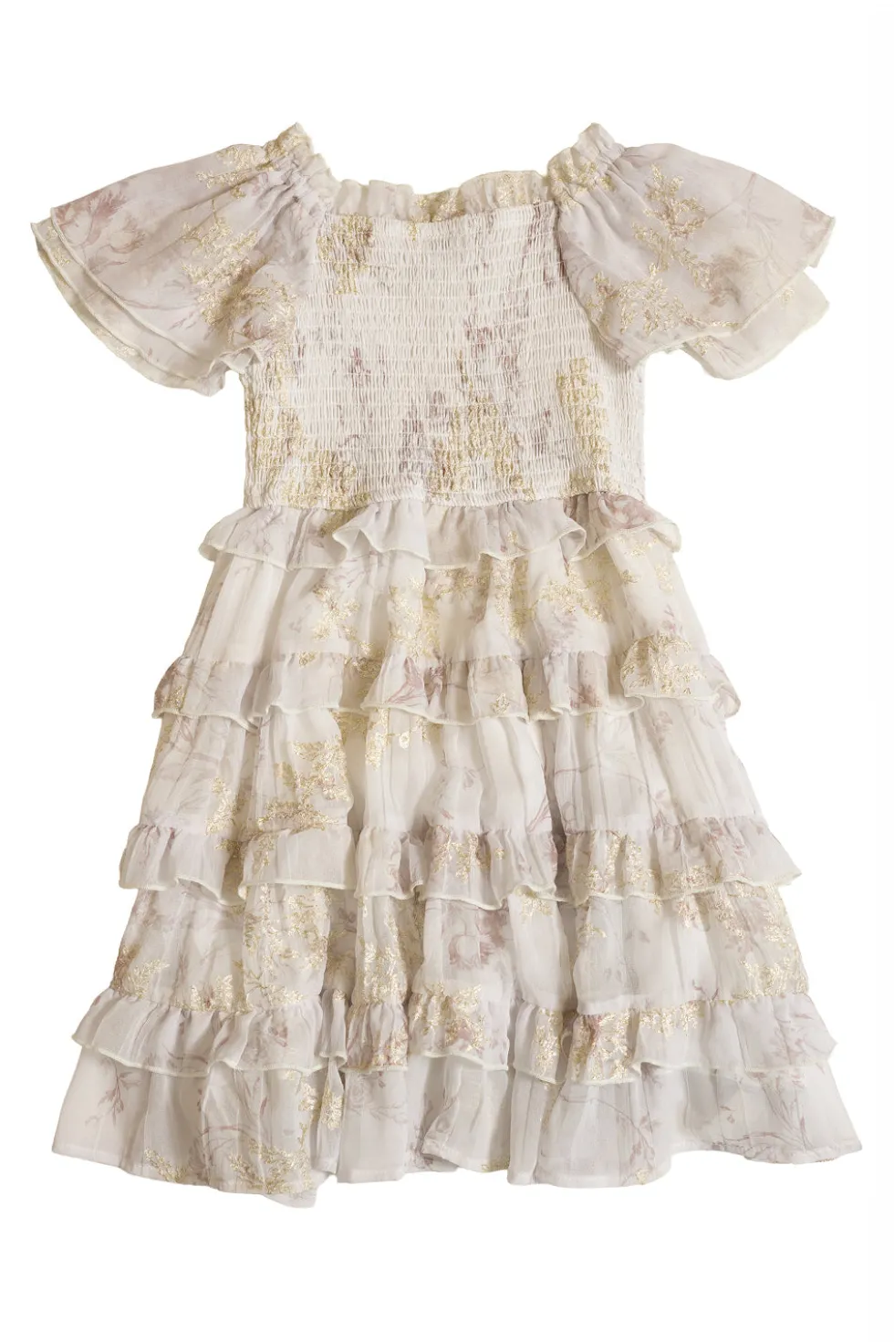 Mini Winnie Dress in Bright White Wispy Wildflower