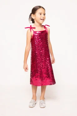 Mini Zelda Dress in Fuchsia Shingle Sequin