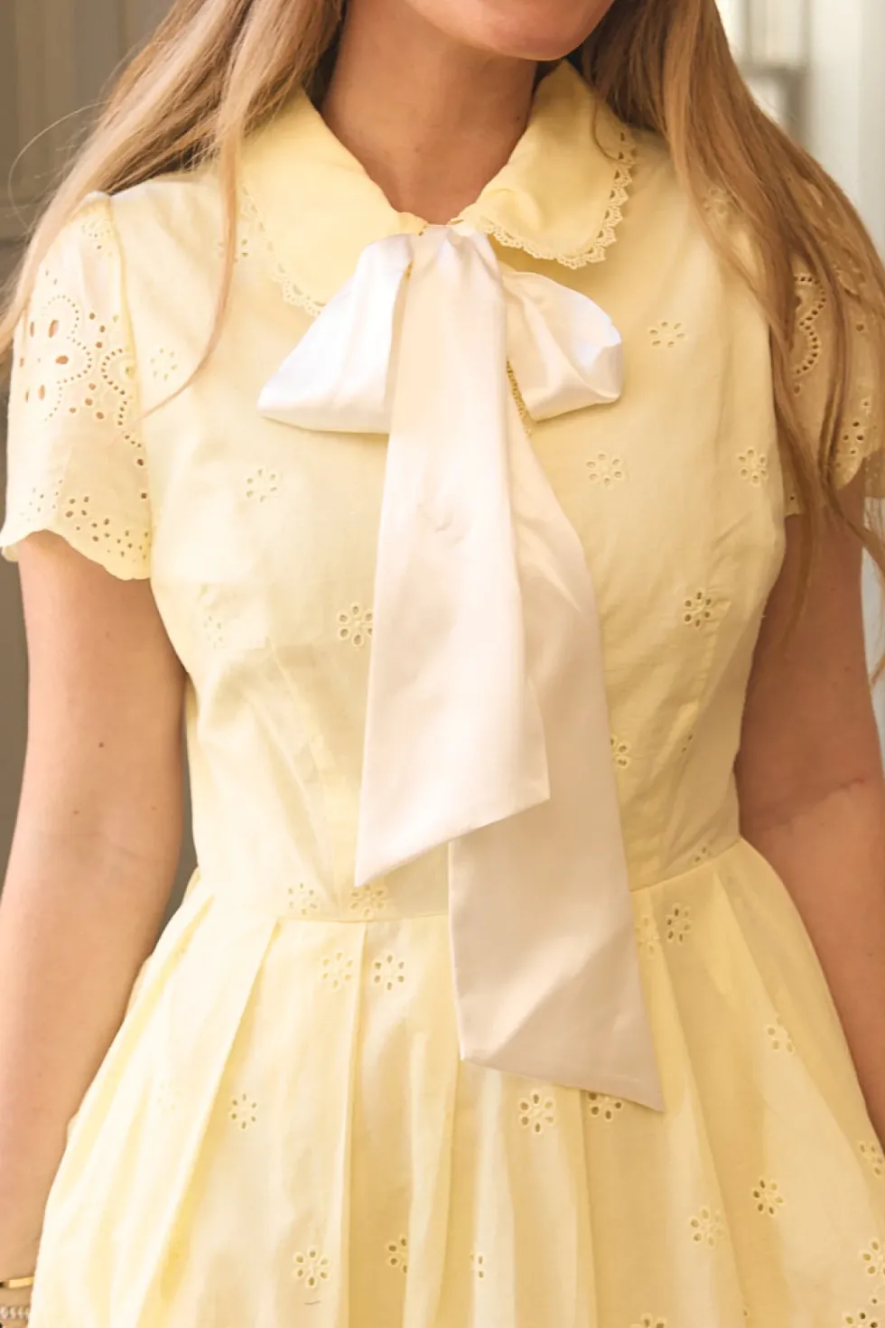 Penny Dress in Butter Yellow Eyelet