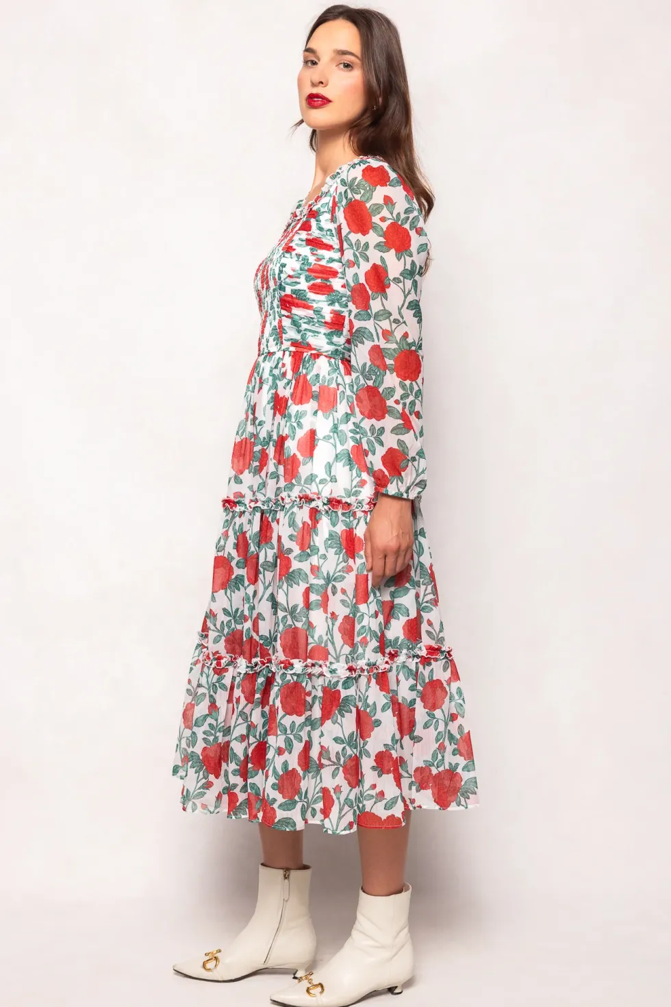 Selena Dress in Red Roses
