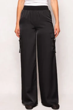 Shay Satin Pants in Black