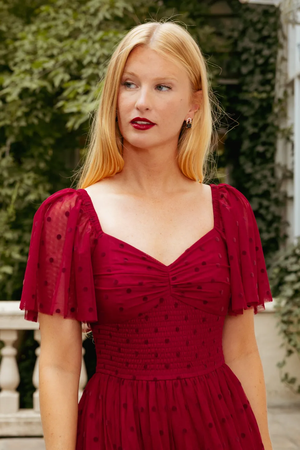 Solange Dress in Burgundy Tulle