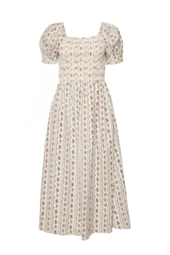 Sunday Best Dress in Linear Poppy Woodblock