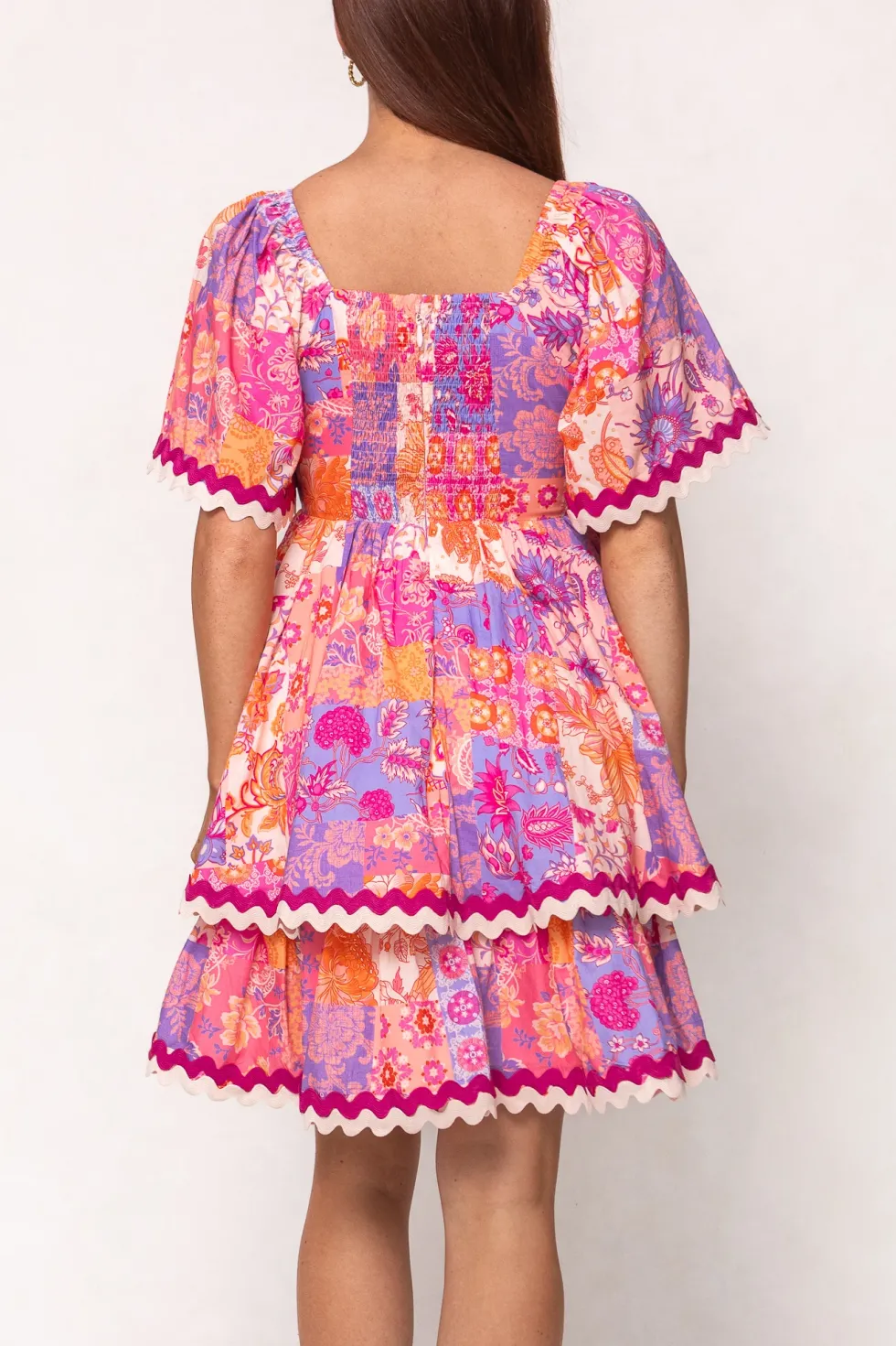 Tessa Dress in Pink Floral Tile