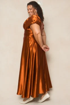 Tessie Dress in Amber Satin
