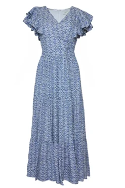 Trixie Dress in Blue Moroccan Tile
