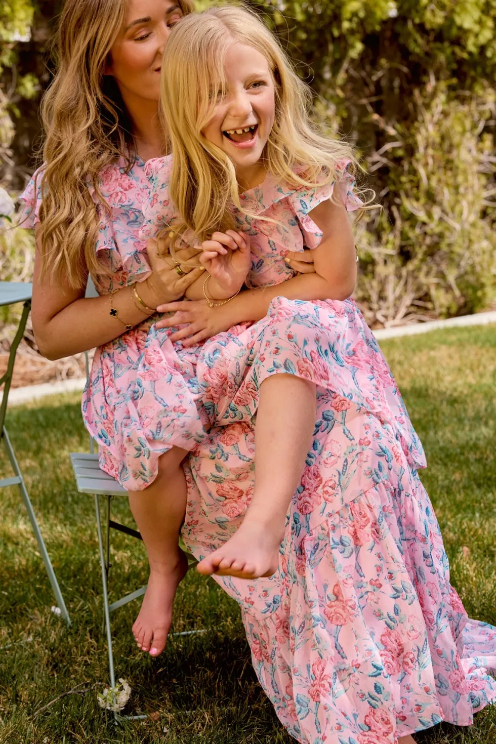 Trixie Dress in Pink Sketched Flower Chiffon
