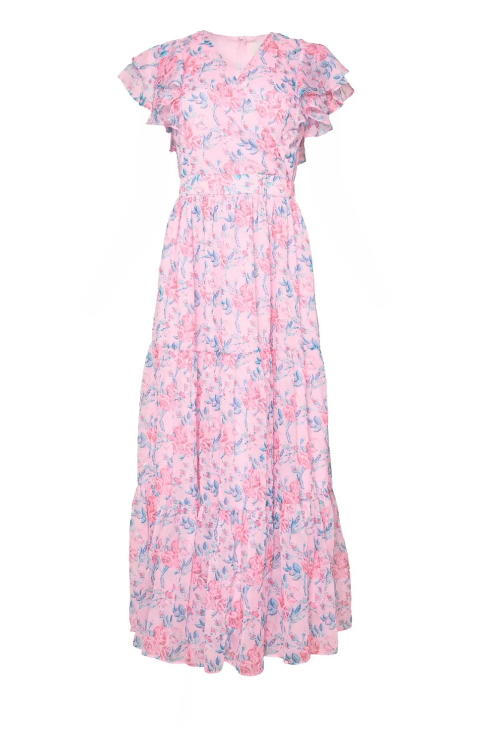 Trixie Dress in Pink Sketched Flower Chiffon