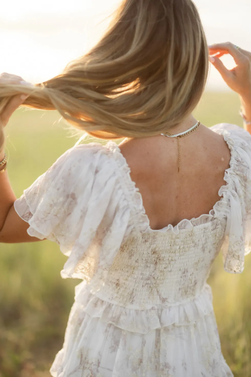 Winnie Dress in Bright White Wispy Wildflower