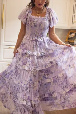 Winnie Dress in Lavender Aquarelle Fleur