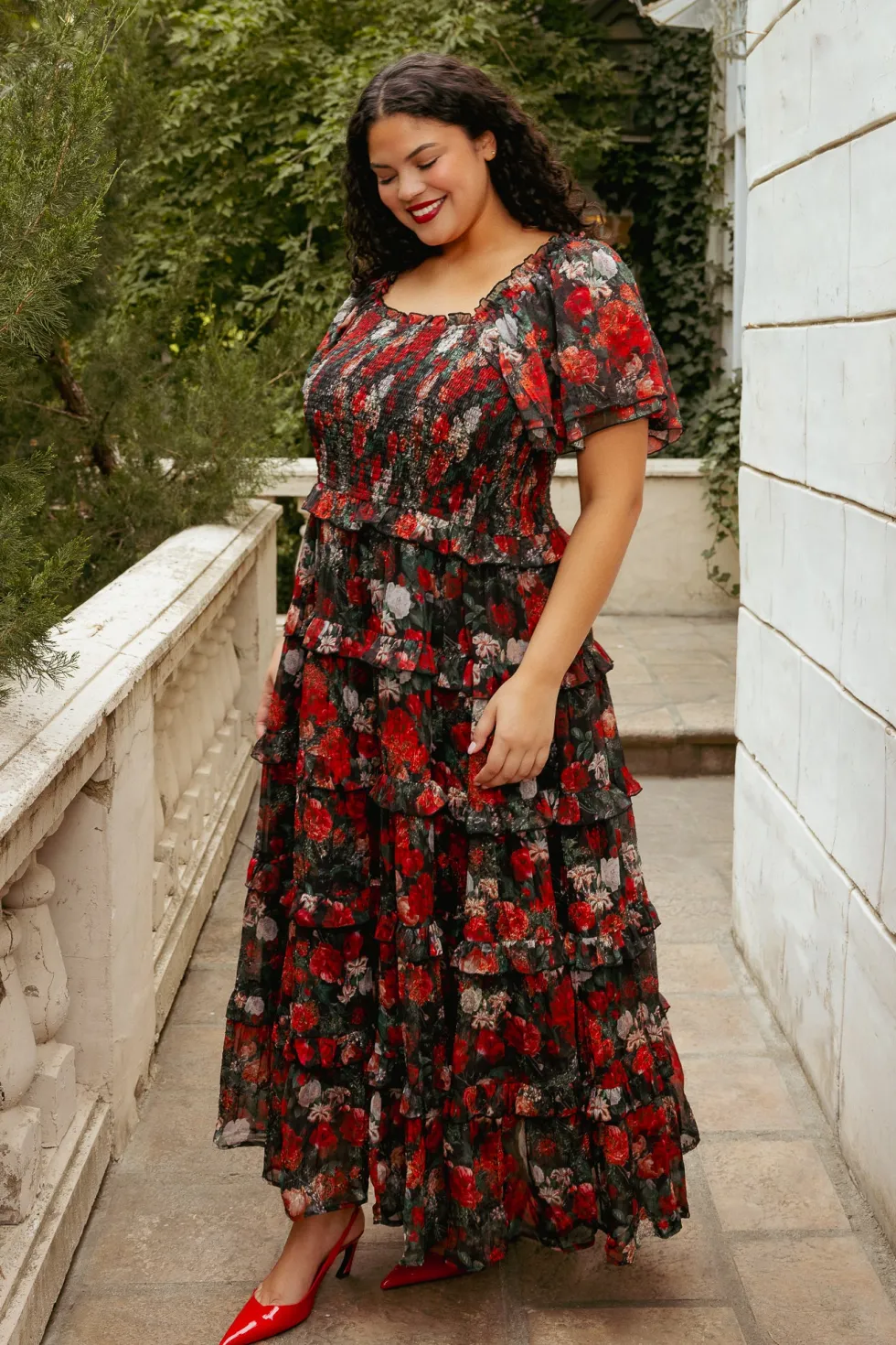 Winnie Dress in Midnight Roses