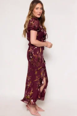Zamora Dress in Burgundy Floral