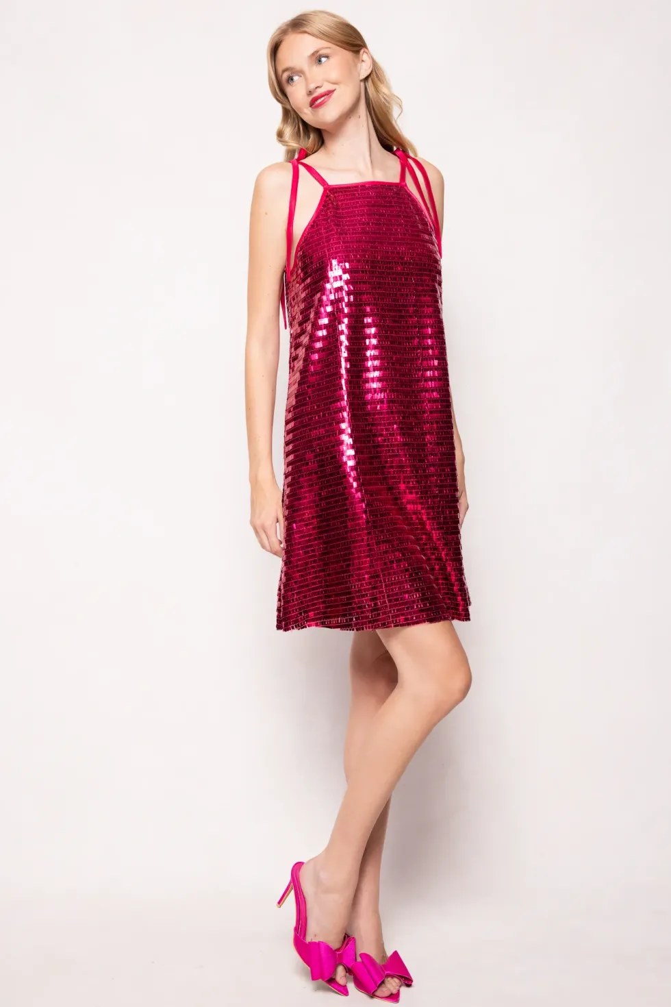 Zelda Dress in Fuchsia Shingle Sequin